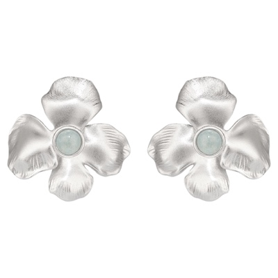 【立享88折】Neverfar花叙系列大鸢尾花耳环女款海蓝宝耳钉