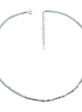 纯银天然海蓝宝天河石