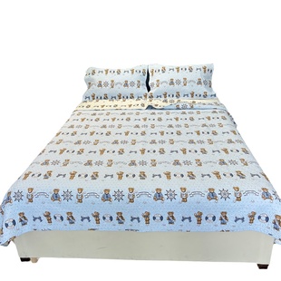 新款双面纯棉床盖单件四季加厚夹棉床单绗缝三件套全棉榻榻米褥垫