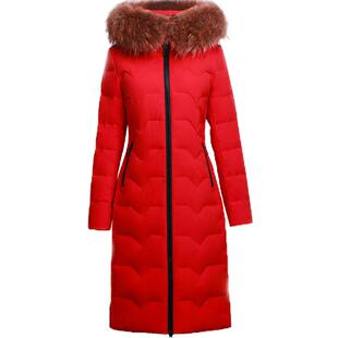 羽绒服女真毛领修身新中长款白鸭绒妈妈装加厚冬季满300减30商品