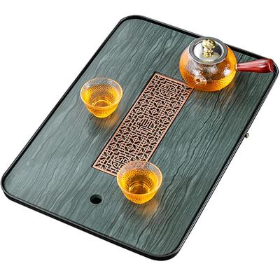 木纹石排水储水茶台茶盘托盘
