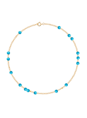 terra天然青蓝绿松石镀18k金链