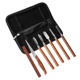 食品雕刻刀一套不锈钢U型戳刀V拉刻刀专业厨师水果雕花主刀五件套