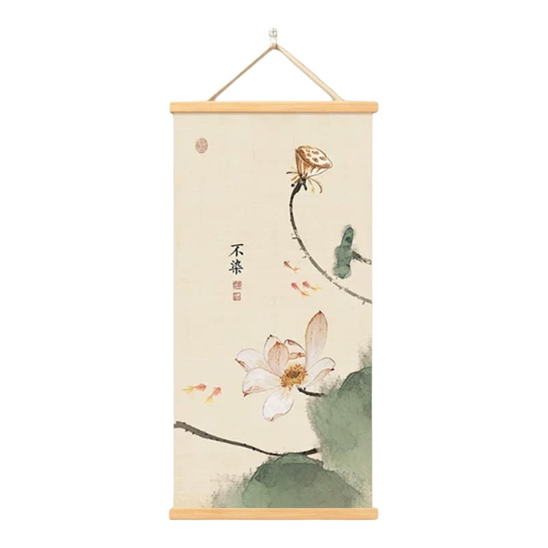 新中式水墨荷花禅意玄关装饰画走廊过道客厅卧室挂画氛围感布置