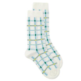 Tomoz Echo/明日回声秋季薄荷曼波风中筒女袜时尚柔软格子皮鞋袜