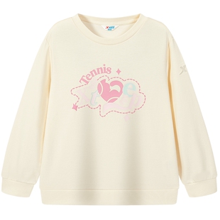 【商场同款】特步童装春季新款大童女童圆领卫衣儿童运动休闲上衣