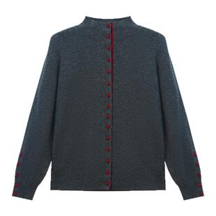 ZB/珍贝2025年新款品秋冬专柜款同半高领女开衫时尚山羊绒/56718