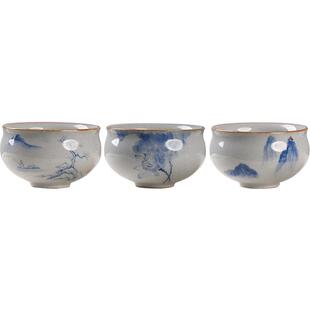 容山堂景致 陶瓷手绘茶杯 复古主人杯功夫单杯小品茗杯个人斗笠杯