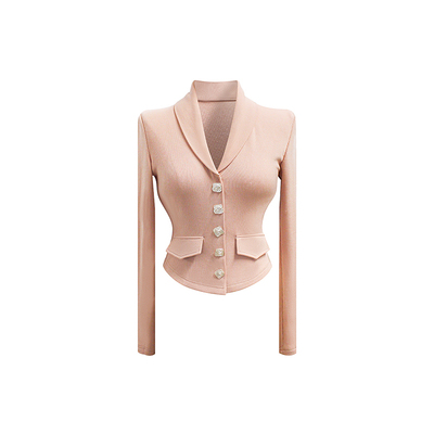 中古玫瑰金扣磨毛打底针织上衣