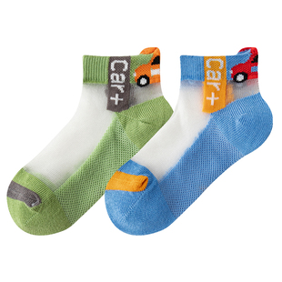 儿童夏季袜子男童纯棉薄款冰丝网眼透气丝袜夏天男孩宝宝卡通短袜