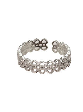 S925纯银磨砂爱心开口戒指