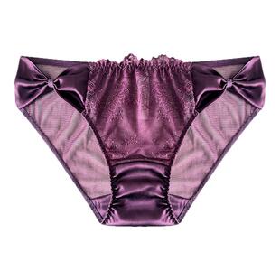 韵扉高端内外桑蚕丝蝴蝶结内裤性感真丝女式纯色蕾丝三角裤头女士