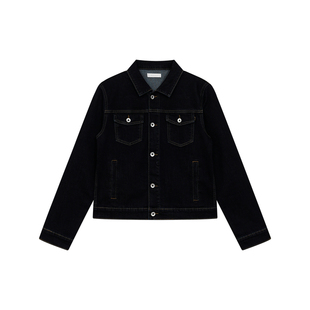 FUNKYFUN 原色牛仔小版型短款开衫翻领夹克外套