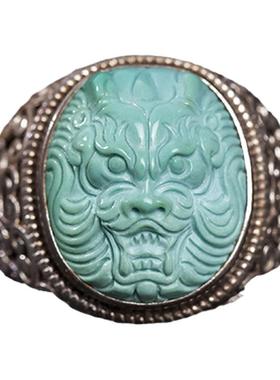 千琪原矿乌兰花高瓷绿松石戒指