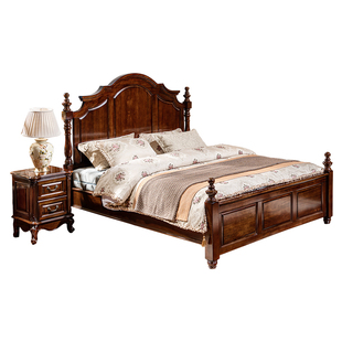 高端别墅主卧室床美式复古床1.8米卧室双人床欧式家具双人结婚床