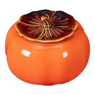 创意柿子烟灰缸客厅陶瓷个性潮流大号带盖防飞灰家用茶几摆件礼品