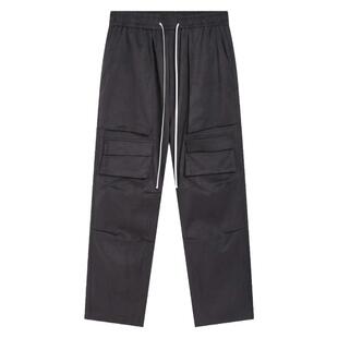 NO BURGER 潮流美式高街长裤重磅麂皮宽松嘻哈多口袋直筒休闲裤