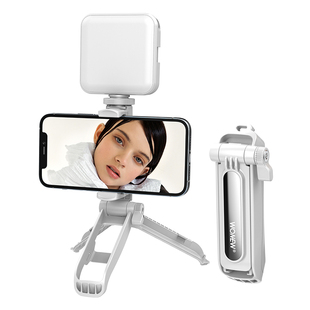 wonew七彩蜗牛桌面手机直播支架补光灯vlog手机支架迷你便携小三脚架手持自拍杆支架云台旅游拍摄神器