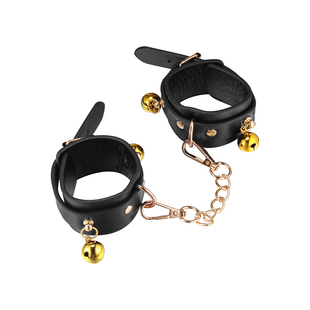 BXAPU皮质手铐成人剧本杀游戏道具加重小铃铛手环可调节脚铐配饰