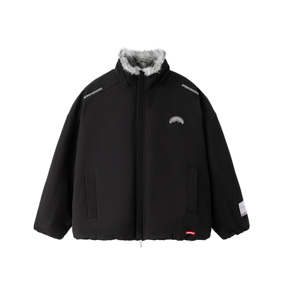 SprayGround鲨鱼嘴黑色棉服外套