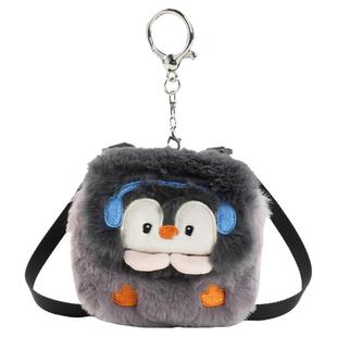 古力古力可爱小企鹅宝宝趴趴斜挎包卡通毛绒玩偶挂件背包包送女生