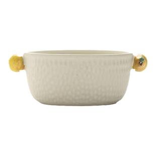 秋野家日式粗陶创意带把陶瓷汤碗小清新大号拉面碗水果沙拉碗可爱