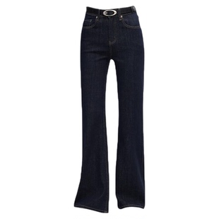 复古莱赛尔棉薄厚绒修身微喇加绒牛仔裤高腰四面弹长裤显瘦弹力女