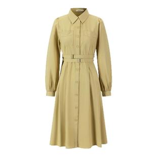 DTLANDO春季女装简约气质衬衫裙收腰长袖设计师品牌100%棉长裙子