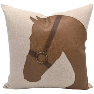 轻奢样板房设计师沙发田园风原木配搭抱枕靠垫贴皮工艺细棉麻面料