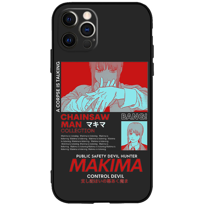 电锯人玛奇玛侧边12液态硅胶78手机壳11适用XSMAX苹果15 16红米一加VIVO 17小米13挂绳IQOO10华为
