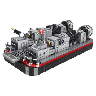 中国积木军事系列海军野牛气垫登陆艇驱逐舰拼装益智男孩儿童玩具