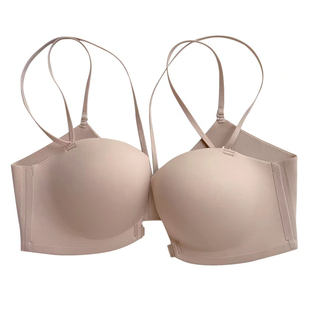 2022夏季撩人性感小胸聚拢四角杯不空杯无痕无钢圈前开扣美背文胸