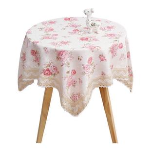 小圆桌桌布布艺棉麻小清新长方形圆形茶几台布正方形田园蕾丝家用