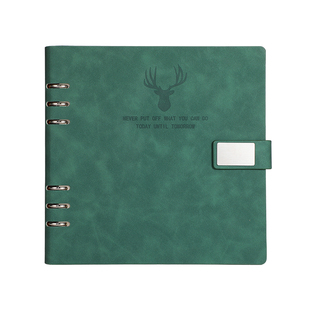 活页笔记本方形本子可拆卸简约大学生考研记事方格本商务加厚空白本盖章收集本手账方方本日记本定制可印logo