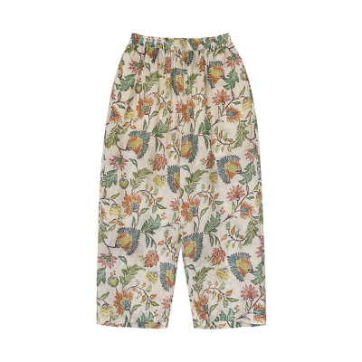 安妮森林苎麻花色麻料裤