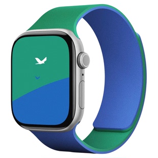 适用苹果手表表带applewatch手表带iwatch表带s10荔枝纹拼色硅胶运动表带iwatchs9磁吸SE男女款透气ultra新款