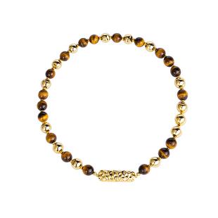 摩邦珠宝绮遇·思路遥-戈壁木变石圆珠项链 虎睛石金色配珠项链