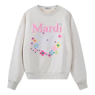 MARDI长袖防晒罩衫小雏菊T恤女刺绣圆领长袖百搭上衣套头休闲少女