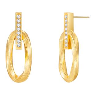 TWINS LULU古法工艺轻奢时尚气质椭圆形双环拉丝耳环TSL2864