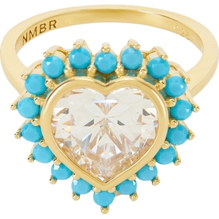 【折扣】NUMBERING 早秋女镀金方晶锆石戒指