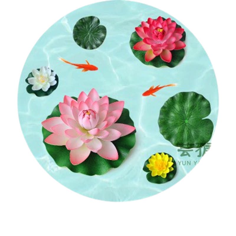 仿真荷花装饰美容院床上摆件鱼缸风水池荷叶假睡莲花供佛舞蹈道具