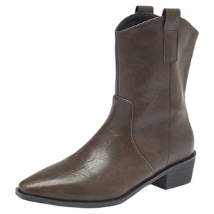 达芙妮长筒靴女2025秋季新款两穿裤管靴高跟骑士靴尖头棕色短靴子