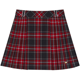 TeenieWeenie小熊女装半身裙25年冬季新款复古时髦高腰格纹百褶裙