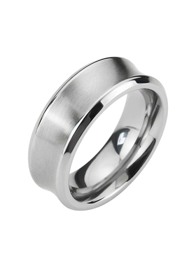 戒指男女小众设计冷淡风轻奢食指简约钛钢凹素圈嘻哈指环情侣对戒