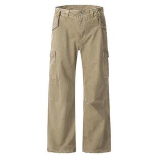 INKNOTS水洗做旧vintage美式工装裤男女宽松直筒clean fit伞兵裤