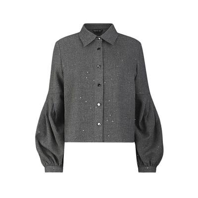 sdeerOL风压褶拼接宽松长袖衬衫