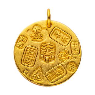 金价很高我很低扎基拉姆占巴拉圆牌吊坠1:1古法金质感西藏财神坠