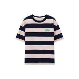 多多家 男童短袖T恤2026夏季新款儿童中大童薄款百搭双色条纹上衣