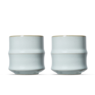 雅瓷汝窑【节节高升】对杯 竹节杯茶杯陶瓷套装礼盒装主人杯一对