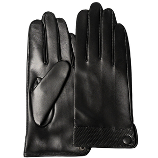 进口山羊皮男士修手薄款单皮冬季加绒保暖开车骑行真皮手套男触屏